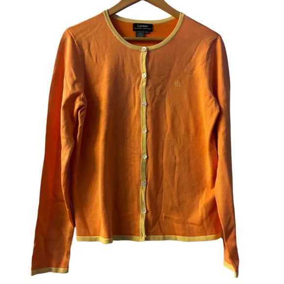 RALPH LAUREN Vintage 90s Cardigan Tennis Preppy Classic Academia Peach Size L - Picture 1 of 8